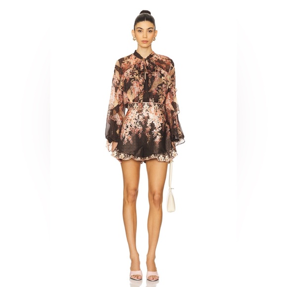 BNWT  - Zimmermann Illuminate Flutter Short In Black Floral - Size AU0 / US 0/2 - Picture 1 of 11